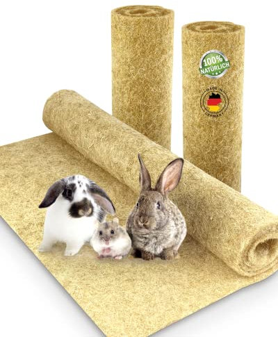 Nagerteppich aus 100% Hanf, 120 x 50cm, 5mm dick, Hanfteppich für alle Kleintiere, Hanfmatte Nagermatte Nager-Teppich Bodenabdeckung (12 Stück)