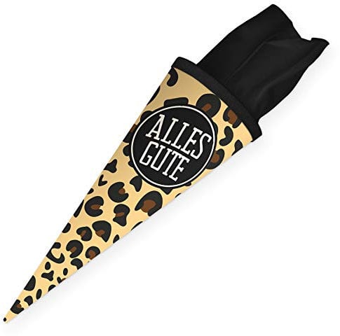 itenga Geschwisterschultüte 35cm Tiermuster Geschenkverpackung Schultüte Erwachsene (Leopard mit Text Alles Gute)