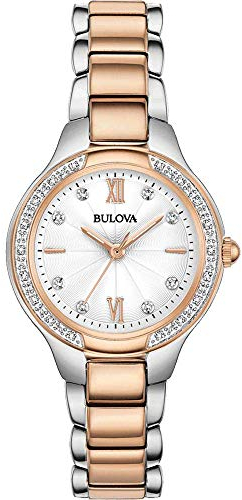 Bulova Damen Analog Quarz Uhr mit Edelstahl Armband 98R272