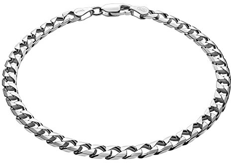 Klassische Herren Armband Kette Aus 925 Silber Mit Karabinerverschluss Poliertes Finish 20cm