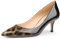 JOY IN LOVE Women's shoes Low Heels Pointy Toe Kitten Heel Daily Pumps, Patent-black-leopard, 4 UK