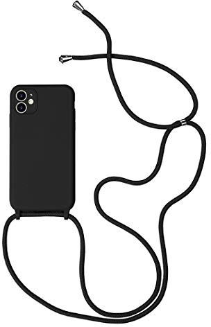 Jacyren Handykette kompatibel mit iPhone 8 Plus, Hülle iPhone 7 Plus mit Umhängeband Silikon Handyhülle Case mit Kette zum umhängen,Necklace Hülle mit Band Schutzhülle iPhone 7 Plus,Schwarz