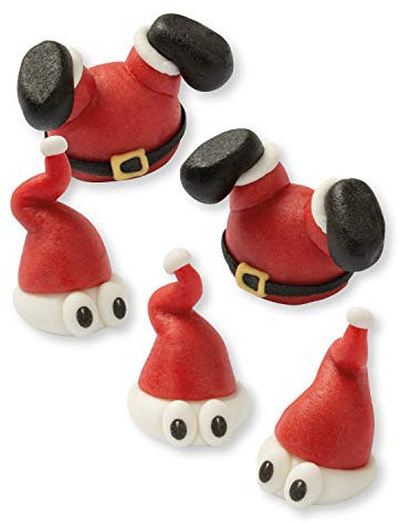 Günthart 48 Marzipan Nikolaus Figuren | lustige Füße und Nikolaus Mützen mit Augen | aus feinem Marzipan | geeignet für Kuchen und Torten zur Weihnachtszeit