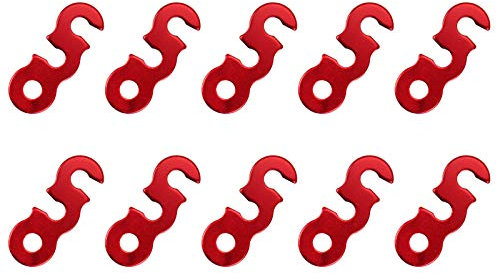 Sscon Spannseil-Spannseil-Einsteller, Aluminiumlegierung, für Outdoor, Camping, Zelt, Rot, 55 mm x 21 mm, 10 Stück