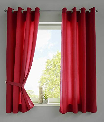 Gardinenbox 2er Set Vorhänge Schal Ösen »Berlin« HxB 145x140 cm Bordeaux Blickdicht Microsatin Lichtdurchlässig Uni Matt, 20405N2