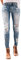 KKPW Women's Stretch Jeans Slim Ripped Trousers with Visible Button Placket Elegant High Waist Skinny Trousers Streetwear Fashion Stretchy Jeans, Blue, L