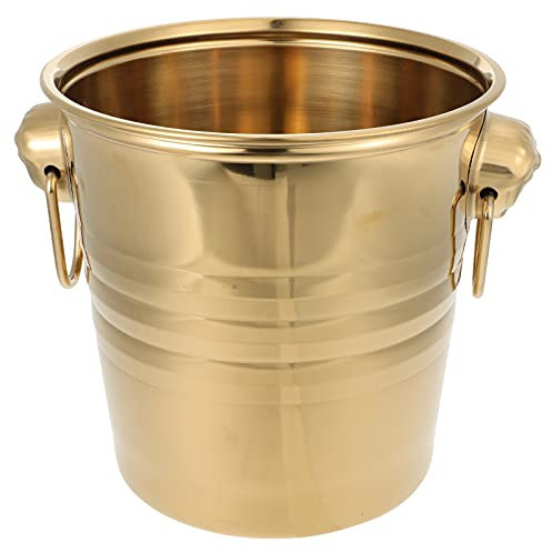 Stainless Steel Ice Bucket Wine Bucket with Handles for Bar Party Supplies Beer Whisky Wine Gold 3L