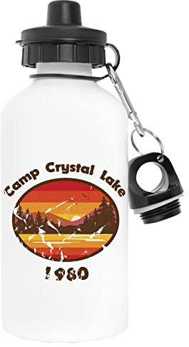 Camp Crystal Lake 1980 Weiß Wasserflasche Aluminium Sports Reise Draussen White Water Bottle Travel Outdoor