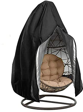 YLZBA Abdeckung Hängesessel Staubdichte,Hängesessel Schutzhülle mit Reißverschluss Kordelzug Ei-schaukelstuhl Abdeckung Outdoor für Patio Schaukelstuhl, Schwimmstuhl (Color : Black, Size : 190x115cm)