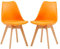 H.J WeDoo 2er Set Küchenstühle Esszimmerstühle Modern Esszimmermöbel, mit Massivholz Buchenholz Bein und Kissen aus PU-Leder, Orange