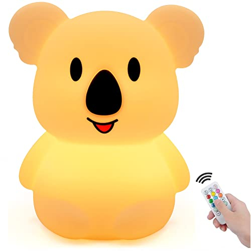 xinjinhju Große Koala-Nachtlichter Nachttischlampe Schlafzimmerlicht LED Stimmungslicht - Bruchfest, Augenschutz, verstellbare Helligkeit, Farbe und Zeiteinstellung - Geburtstagsgeschenk - Groß