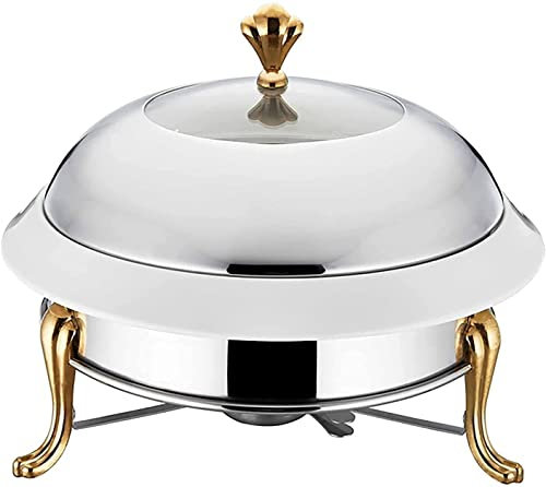 ACiyD Chafing Dish Buffet Set, Round Durable Chafing and Buffet Warmer Set, Stainless Steel Chafing for Kitchen Party Dining Buffet,Silver,Stainless Steel Liner (Gold Stainless Steel Liner)