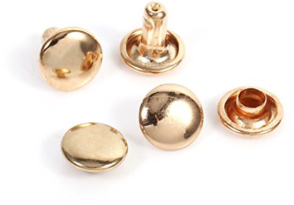 LetCart Leder Nieten, 100 Stück 8 X 8 Mm Doppelkappe Nieten Metall Doppelkappe Nieten Set für DIY Leder Handwerk Tasche Gürtel Reparatur(Gold)