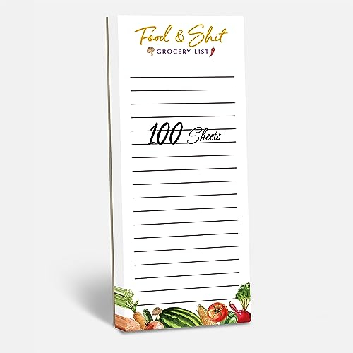 Hebayy 100 Blatt Einkaufsliste, Magnetischer Food&Shit Lustige Einkaufsliste Frischer Stil Magnetischer Notizblock Memo-Notiz To-Do-Liste Planer für den Kühlschrank (7.6cm x 20cm)