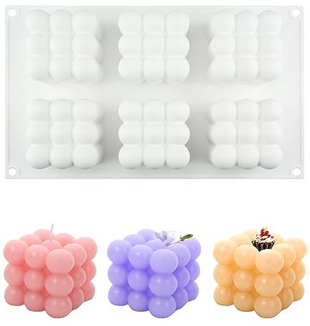 LUCKNIGHT Bubble Kerze - 6 Hohlräum Kerzenformen Silikon, 3D Kerzenformen zum Gießen, zum Gießen als Heimdekorationen, Bastel Ornamente, DIY Duftkerze, Seife