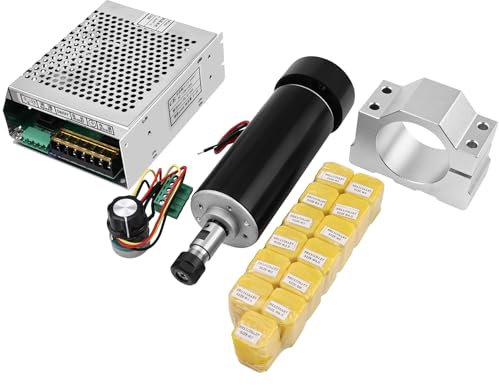 YOFULY Kit motore mandrino spazzolato da 500 W - con mandrino CNC ad alta velocità, convertitore di potenza, pinze ER11 da 13 pezzi e morsetto da 52 mm, per fresatrice CNC fai da te