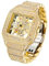 ICEDIAMOND Fashion 40mm Iced Out Full CZ Diamond Square Tank Style Skelett Durchbrochene Quarzuhr für Männer und Frauen (Gold)