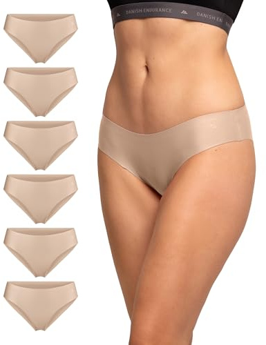 DANISH ENDURANCE Unsichtbarer Bikinislip Damen, Mikrofaser, 6er Pack | Unsichtbarer Bikinislips, Nahtlos, Schweißableitend & Etikettenlos für Sport, Büro & Alltag, Activewear Damen