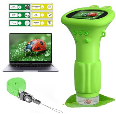 WINWEND Kids Microscope Pocket Microscope -1000X Portable Microscope for Kid | Photo and Video Mini Microscopes | 2'' Digital Little Scientist Microscopes for 3-10 Age Years Old Boys Girls Toys Gifts