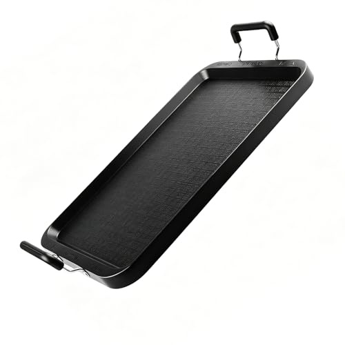Plancha plana de aluminio antiadherente, doble quemador resistente a la deformación para estufa de vidrio y gas, ideal para desayuno y barbacoa en interiores o exteriores, 17 x 10.5 pulgadas