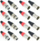 Adam Hall 4 SETs Connectors XLR 3 pol Mikrofon Kabel Stecker male + Kupplung female in ROT + SCHWARZ, versilbert 3 Star Serie