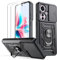 Oududianzi - Cover per OPPO Reno 11F 5G Custodia,[2 Pellicola Vetro Temperato] con Coperchio Scorrevole della Fotocamera, 360 ° staffa girevole e manicotto protettivo in silicone TPU - Nero