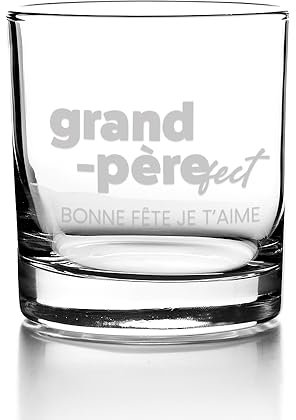 CADEAUX.COM - Verre à Whisky Tumbler Personnalisable 30cl - Grand Pèrefect - Verre Humoristique - Fête des Grands-Pères - Cadeau Original pour Papy
