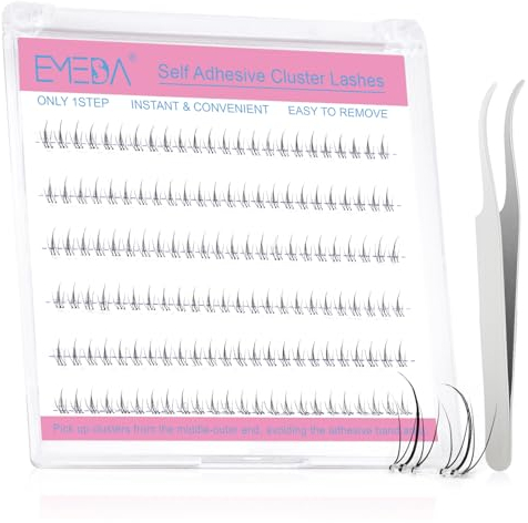 EMEDA Selbstklebende untere Wimpern vorgeklebte Büschel wimpern in D curl 8-14mm natürlich aussehende Wimpernbüschel mit Pinzette, DIY Untere Wimpern extension set