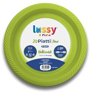 Chianese Piatti in plastica 22cm Verde 20 Pezzi | Monouso e Riciclabili | Ideali per Feste, Compleanni, Matrimoni, Natale, Capodanno, Eventi e Catering