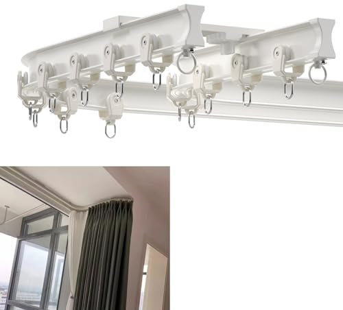 Flexible Gardinenschiene, Vorhangschiene Flexibel und Gebogene, Deckenschiene Gardinen Schienensystem, Kann Manuell Gebogen Werden, for Wohnzimmer Schlafzimmer Drop Ceiling Dusche (Color : White, Si