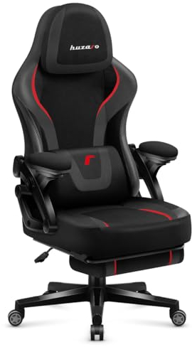 huzaro Force 4.6 Carbon | Gaming Stuhl mit Fußstütze und SoftFlex Mechanismus | Ergonomischer Sessel mit verstellbarem Kopfstützen und Lendenkissen | Für Gamer und Büro | 1 Stück