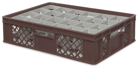 BRB Gläserkiste 600x400 mm für 15, 24, 33 oder 40 Gläser, farbig (Braun, für 24 Gläser Ø 87 mm, Glashöhe max 122 mm)