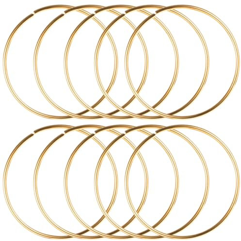 10 Stück Metallringe zum Basteln,Mabor 7,5cm Metall Drahtringe Dekoring Metallring Gold Traumfänger Drahtringe zum Basteln für Makramee Ring Blumenarrangements Traumfänger Ring Floristik Wandbehänge