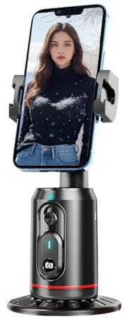 WAVATA Selfie-Stativ mit AI-Tracking-Gimbal, 360° drehbar, Gesichtserkennung, Bluetooth, für Vlog, Live-Streaming, Schwarz