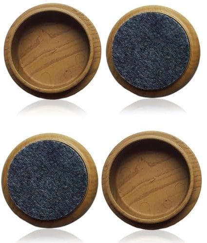 4 Pcs Felt Floor Cups, Dark Wood Caster Cups, Non-Slip Base Castor Cups, Carpet/Floor Protector for Your Wood Laminate,Tile & Floors 44MM