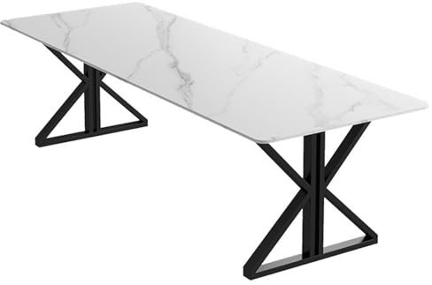 LYXWGRZD Kleiner Besprechungstisch, Konferenztisch, Tischplatte aus Schiefer, Schulungstisch for 6–8 Personen, Seminartisch for Büro, Besprechung, Konferenzraum