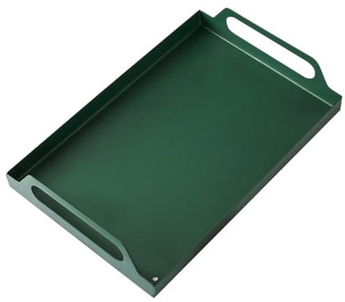 Amosfun Bandeja Rectangular De Metal Verde Grande Bandeja De Hierro para Servir con Asas Multifunción para Aperitivos y Frutos Secos Adecuado para Comedor y Decoración De Mesa