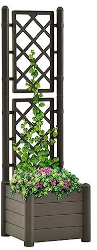 LLEZKBR Furniture select-Jardinière avec treillis en polypropylène Anthracite 43 x 43 x 142 cm
