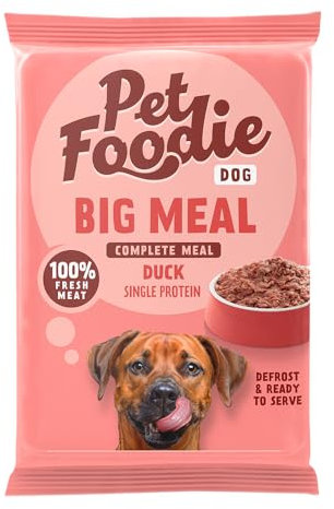 PetFoodie Barf tiefgefroren für große Hunde - Big Meal Ente – Tiefkühlfutter, Hundefutter - Single Protein, natürlich, ohne Konservierungsstoffe, künstliche Farb- & Aromastoffe, 8x400g TK-Ware