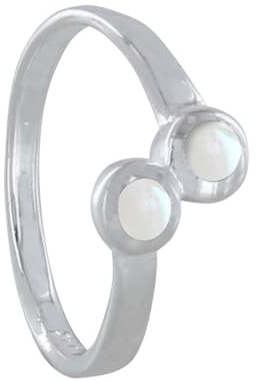LES POULETTES BIJOUX - Sterling Silber 925 Ring Du und Ich Perlmutt Runden