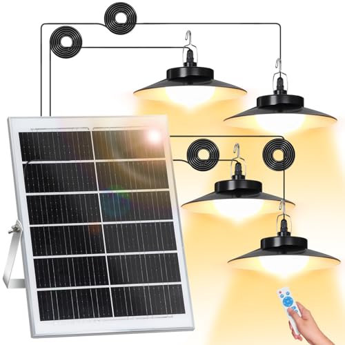 SERBASIC Solarlampen für Außen Hängend mit Fernbedienung, Solar Hängelampe/Solar Lampe Dimmbare&Zeitgesteuerte Solarlampe IP65 Wasserdichte Solarleuchte Hängend mit 5m Kabel für Garten Balkon Pavillon