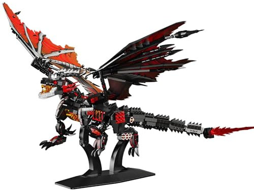 Feuerdrache Bausteine Bausatz, 1438Stück Magisches Tierisches Neltharion Modell spielzeug, Coole Tiere Modell Drachen Klemmbausteine, Sammlungsideen Geschenke für Fan Kinder Erwachsene(68275)