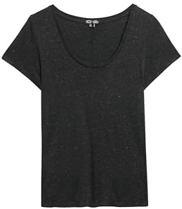 Superdry Women's Scoop Neck Tee C4-Basic Non-Printed T-Shirt (W), metallic black, 10