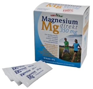 Amosvital Magnesium direkt 350 mg - 100% Tagesbedarf - Direktgranulat zur Einnahme ohne Flüssigkeit - 60 Portionen - 2 Monatspackung - Orangengeschmack