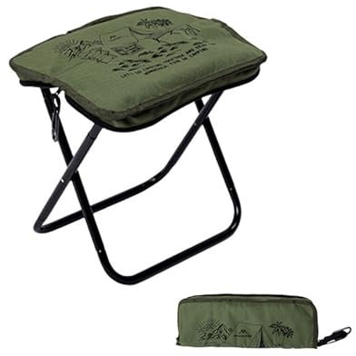 Kleiner tragbarer Klapphocker mit Druck, 1 Pack 28 cm Höhenhöhe, zusammenklappbarer Campinghocker Leicht zum Campen, Angeln, Picknick, Reisen und Wandern, Belastungskapazität bis 120 kg (schwarz)
