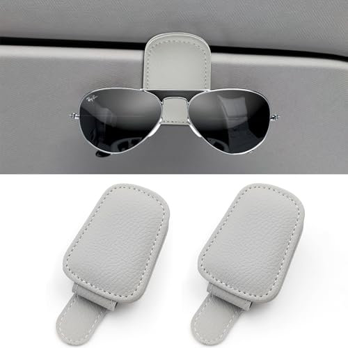 Lofez Sonnenbrillenhalter Auto 2er Set – Magnetischer Brillenclip für Sonnenblende, rutschfest & Schonend, Auto Brillenhalter für Sonnenbrille & Karten（Grau）