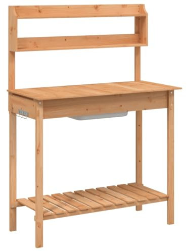 Eleganz Pflanztisch mit Waschbecken aus massivem Tannenholz - Robust & langlebig für Gartenpflege - Ideal für kleine Gärten & Balkone