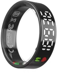 Fasizi Anillo Inteligente con Pantalla táctil y Monitor de frecuencia cardíaca, Color Negro, diámetro Interior de 18,2 mm, Estuche de Carga inalámbrica