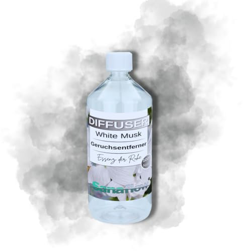 Raumduft Duftwasser White Musk 1 Liter – Für Elektrische & Ultraschall Diffuser – Geruchsneutralisierer – Frischer Raumduft – Made in Germany