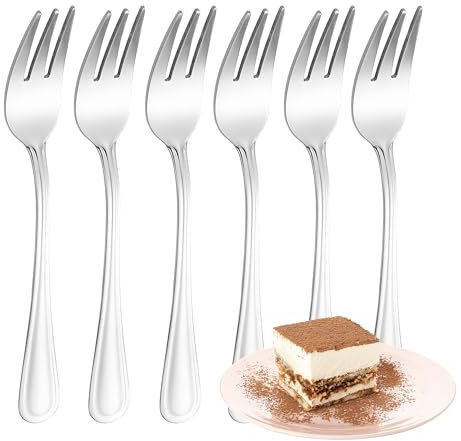 FAMILY Pack 6 Tenedor de Postre Acero Inoxidable Diseño Línea, Elegancia y Funcionalidad para Cada Ocasión, Cubiertos de Alta Gama para Hogar y Restaurante, 15x1.7CM